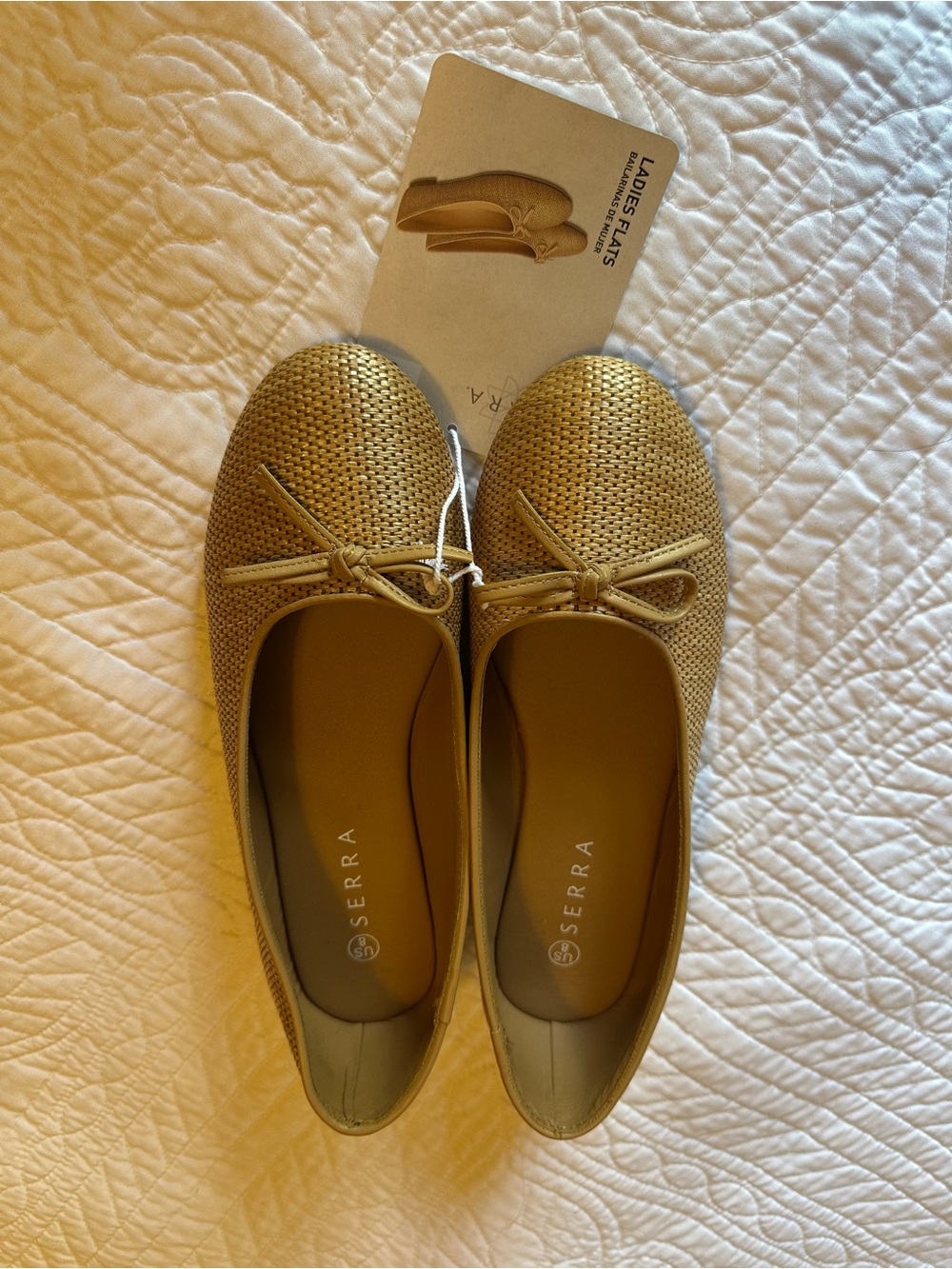 Serra Metallic Gold Woven Ballet Flats with Bow
